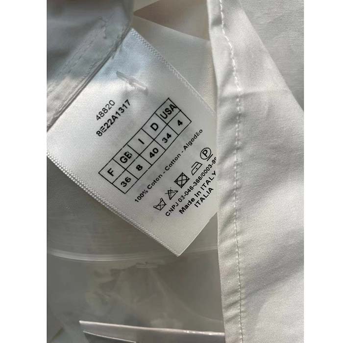 Dior Women CD Wing-Collar Shirt White Cotton Poplin