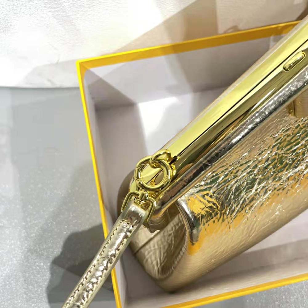 Fendi Women First Small Gold Laminated Leather Bag