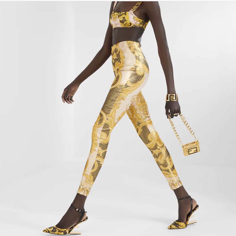 Fendi Women FF First Fendace Printed Silk High-Heeled Slingbacks 9.5 cm Heel