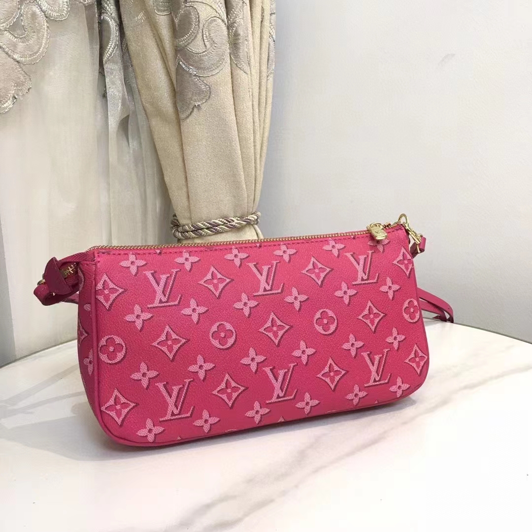 Louis Vuitton LV Women Maxi Multi Pochette Accessoires Handbag Fuchsia Pink Monogram Coated Canvas