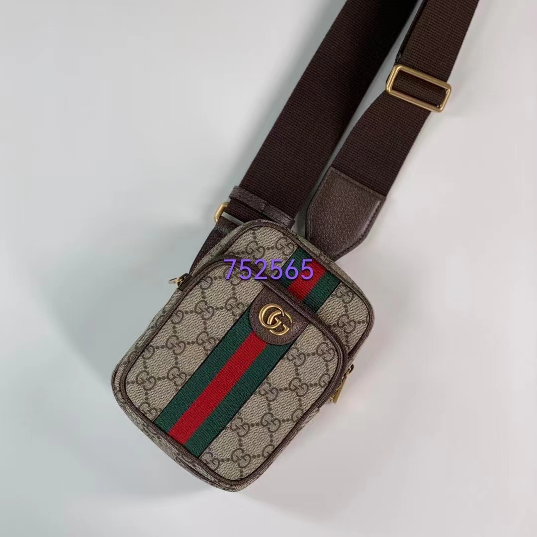 Gucci Unisex Ophidia GG Mini Bag Beige Ebony GG Supreme Canvas Double G