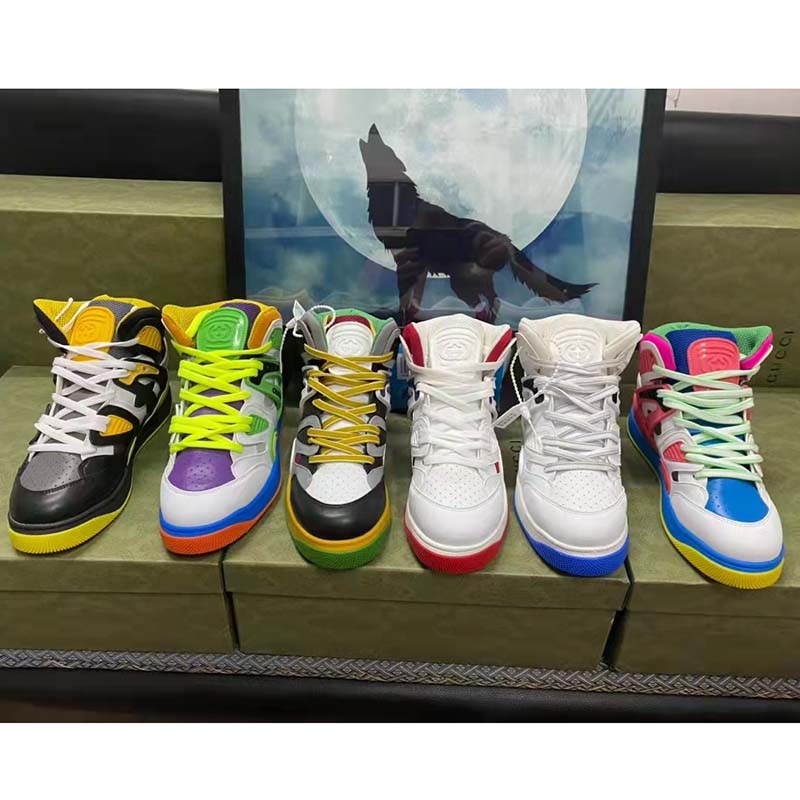 Gucci Unisex GG Gucci Basket Sneaker Green Demetra Rubber Interlocking G Patch