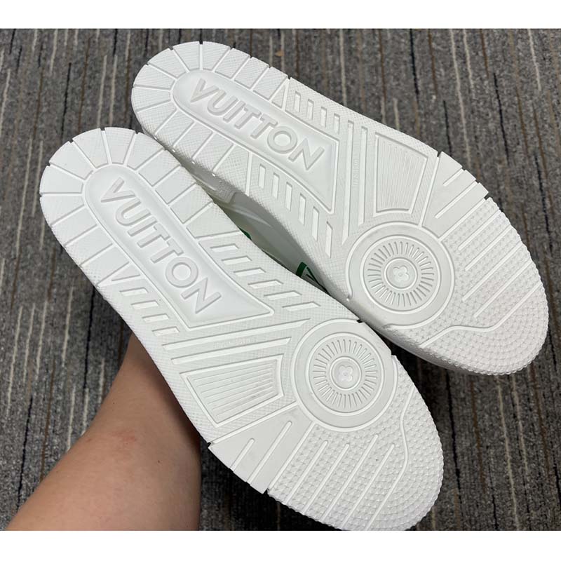 Louis Vuitton LV Unisex Trainer Sneaker Green Mix Sustainable Materials 54 Monogram Flowers