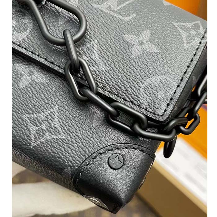 Louis Vuitton LV Unisex Steamer Wearable Wallet Black Monogram Eclipse Coated Canvas Cowhide Leather