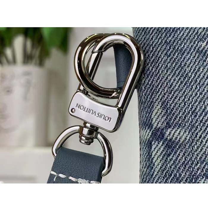 Louis Vuitton LV Unisex Pochette To Go Monogram Washed Denim Coated Canvas Cowhide Leather