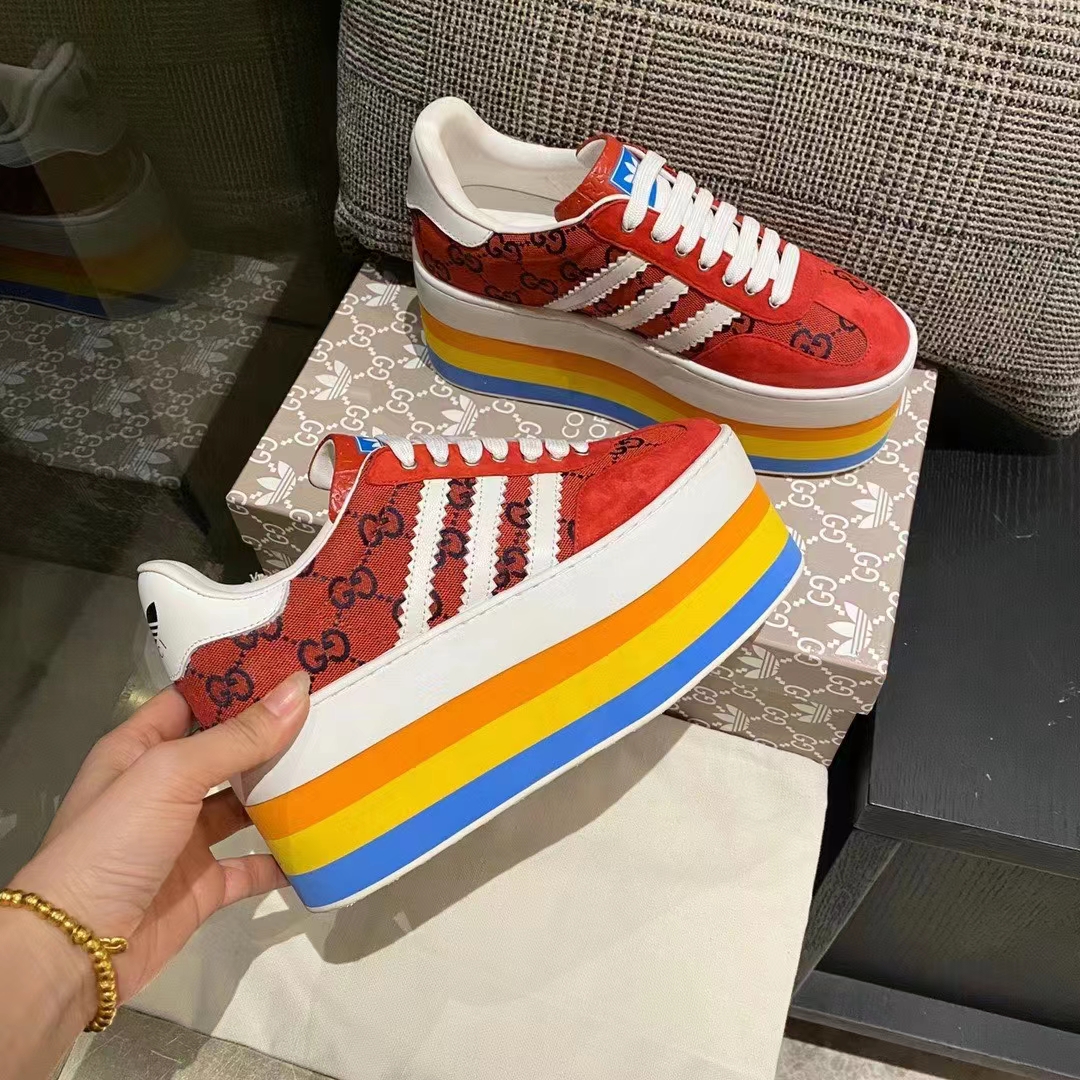Gucci Women Adidas x Gucci GG Gazelle Sneaker Red Velvet Details Demetra