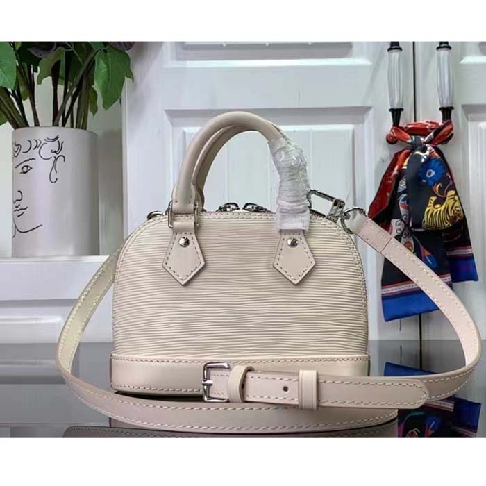 Louis Vuitton LV Women Nano Alma Handbag Quartz White Epi Grained Cowhide Leather