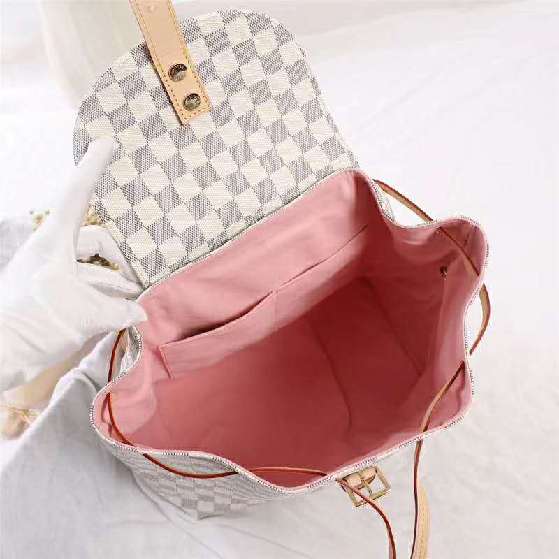 Louis Vuitton LV Women Sperone Backpack in Damier Azur Canvas-Beige