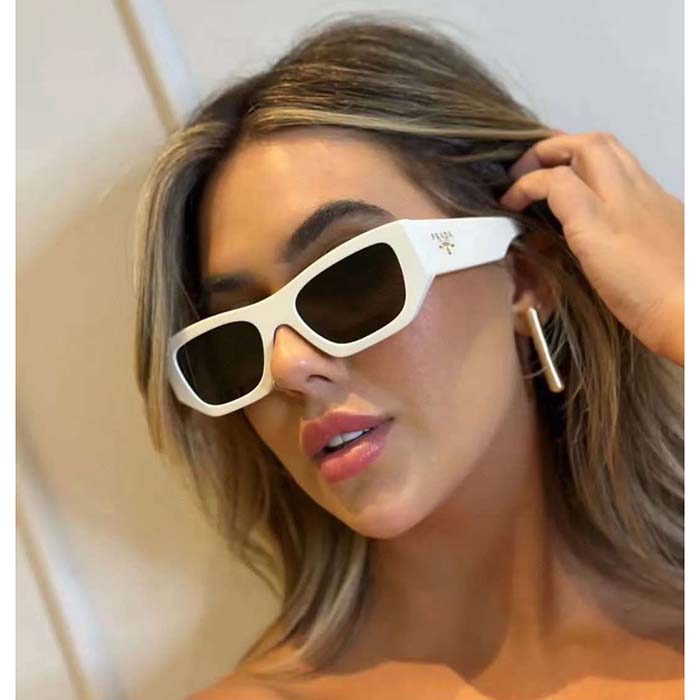 Prada Unisex Prada Symbole Sunglasses Acetate Frame Front Chalk White Standard Fit