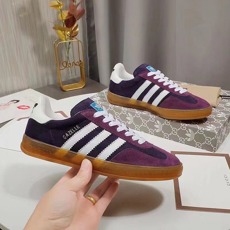 Gucci Unisex GG Adidas x Gucci Gazelle Sneaker Burgundy Velvet Suede Duchesse Demetra
