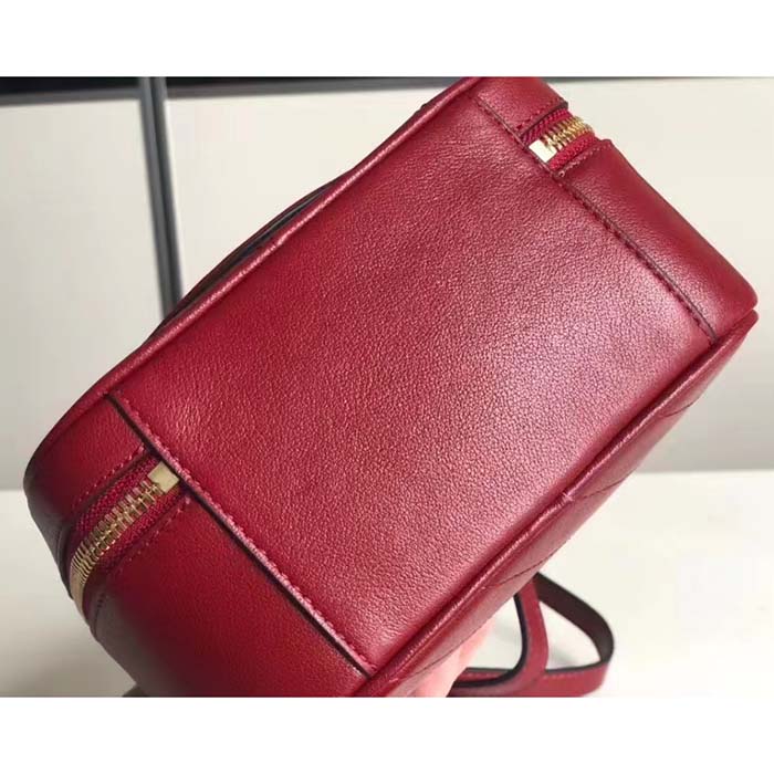 Gucci Women GG Blondie Top Handle Bag Red Leather Round Interlocking G