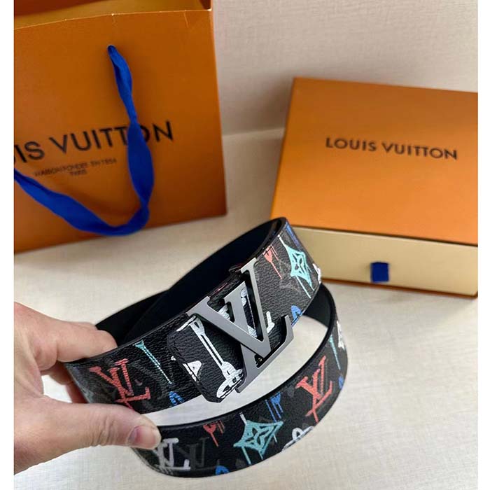 Louis Vuitton Unisex LV Shape 40 MM Reversible Belt Black Calf Leather