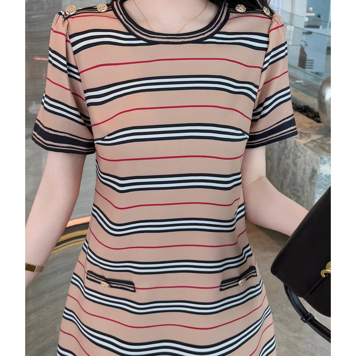 New Fashion Striped Slim A-line Dresses 1025051321