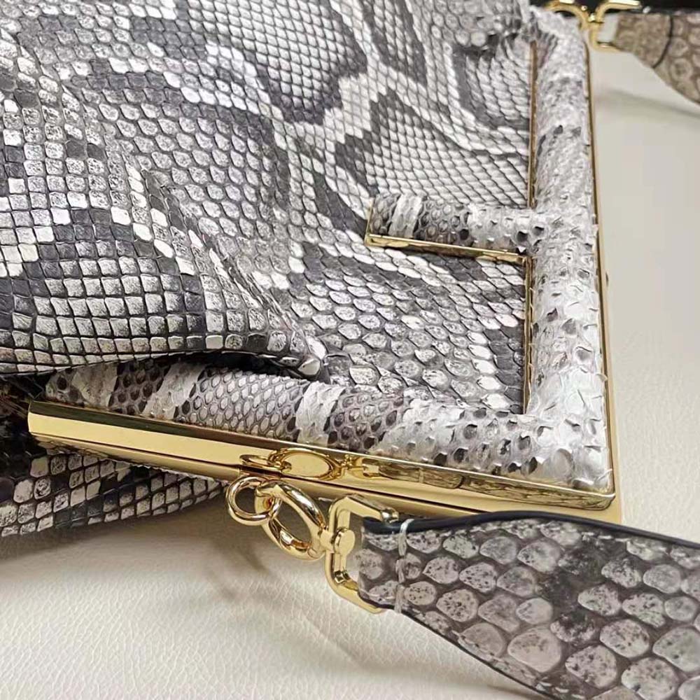 Fendi Women First Medium White Python Leather Bag