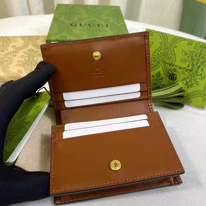 Gucci Unisex GG Marmont Card Case Wallet Light Brown GG Matelassé Leather Double G