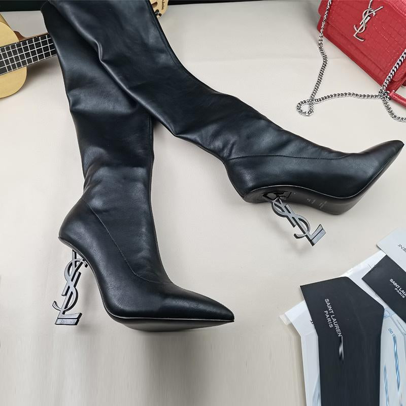 New Fashion Cowhide High Heel Boots 1023121406