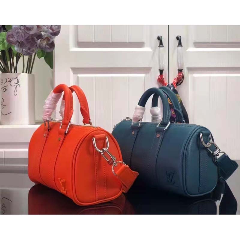 Louis Vuitton LV Unisex Keepall XS Blue Aerogram Cowhide Leather Textile Lining