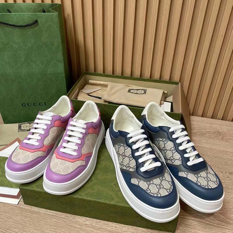 Gucci Unisex Sneaker White Beige GG Supreme Canvas Printed Interlocking G