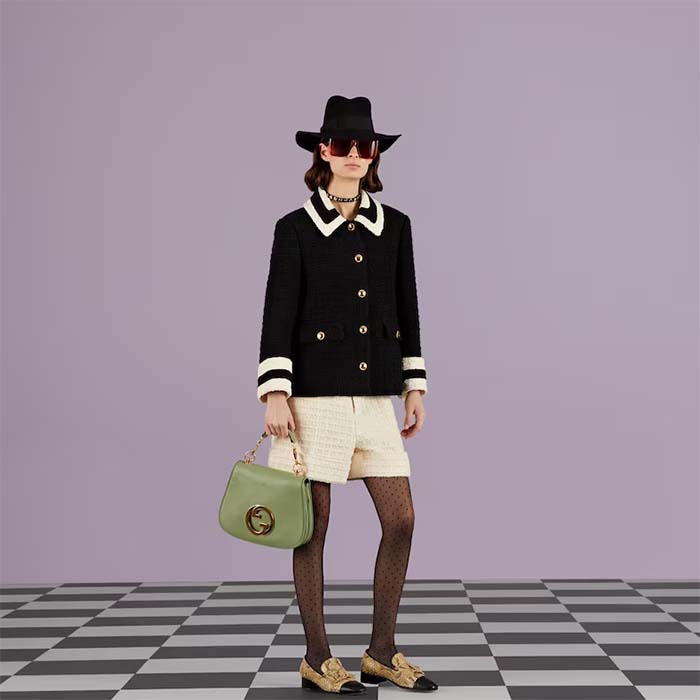 Gucci Women Blondie Top Handle Bag Light Green Leather Round Interlocking G