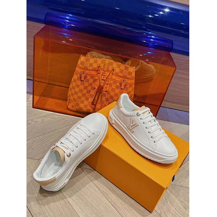 Louis Vuitton Unisex LV Time Out Sneaker Natural Calf Leather Rubber Outsole