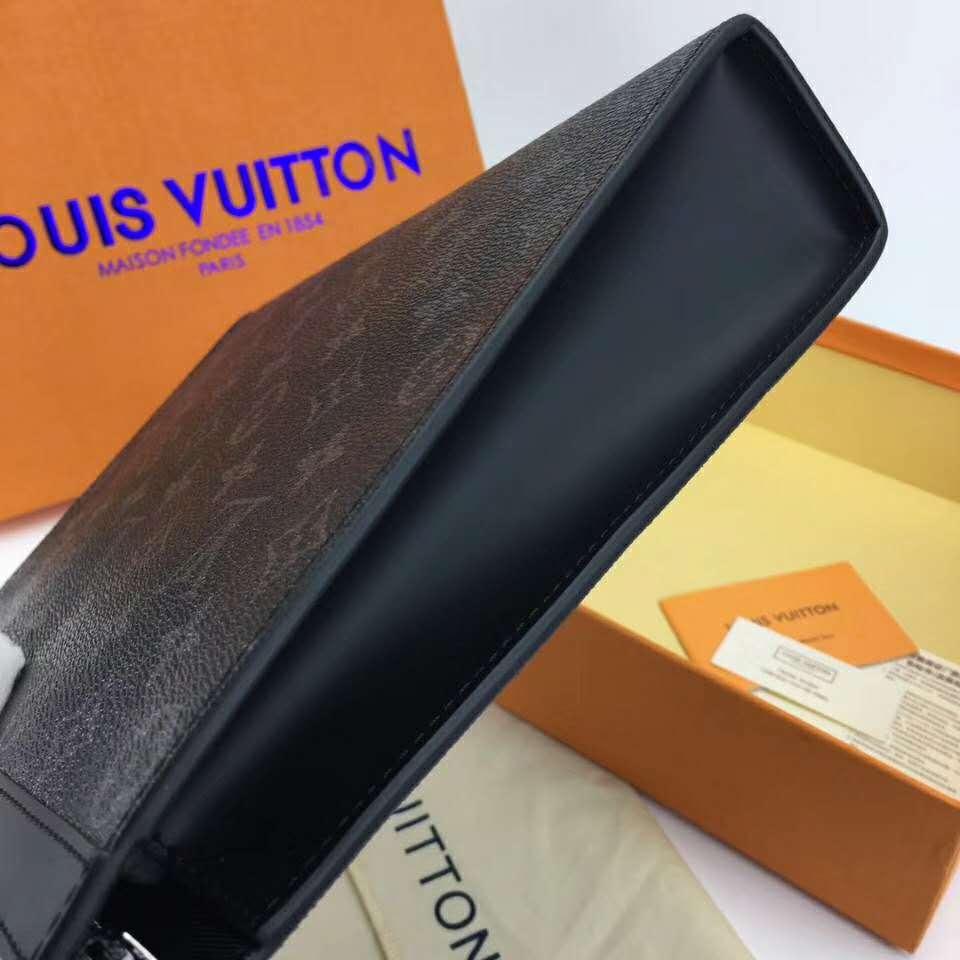 Louis Vuitton LV Unisex Pochette Voyage MM Bag in Monogram Eclipse canvas-Grey