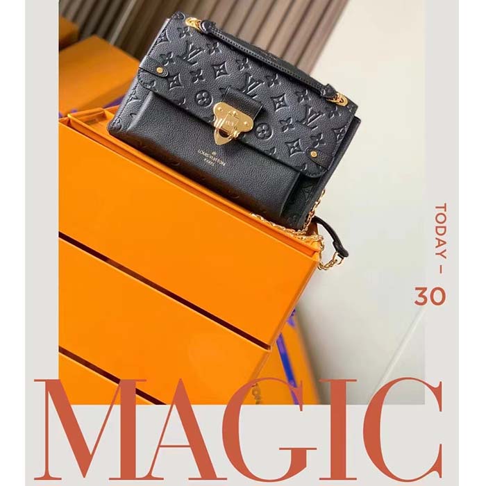 Louis Vuitton Women Vavin PM Handbag Black Embossed Supple Grained Cowhide Leather