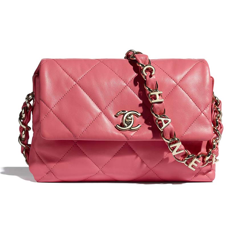 Chanel Women Small Flap Bag Lambskin & Gold-Tone Metal Coral