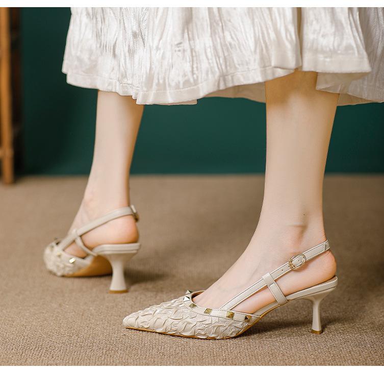 New style rivet buckle pointed toe high heels 1024022102