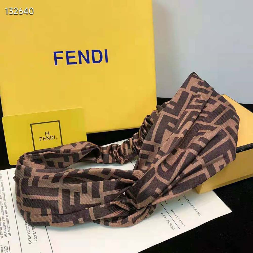 Fendi Women FF Band FF Band Brown Silk Bandeau Top
