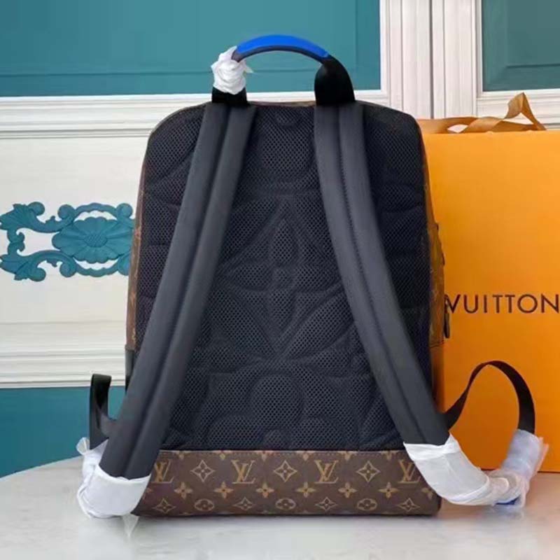 Louis Vuitton LV Unisex Dean Backpack Blue Monogram Macassar Coated Canvas Cowhide Leather