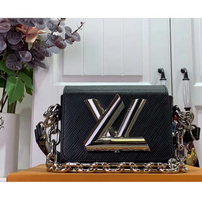 Louis Vuitton Women Twist Lock XL Black Epi Cowhide Leather Microfiber Lining