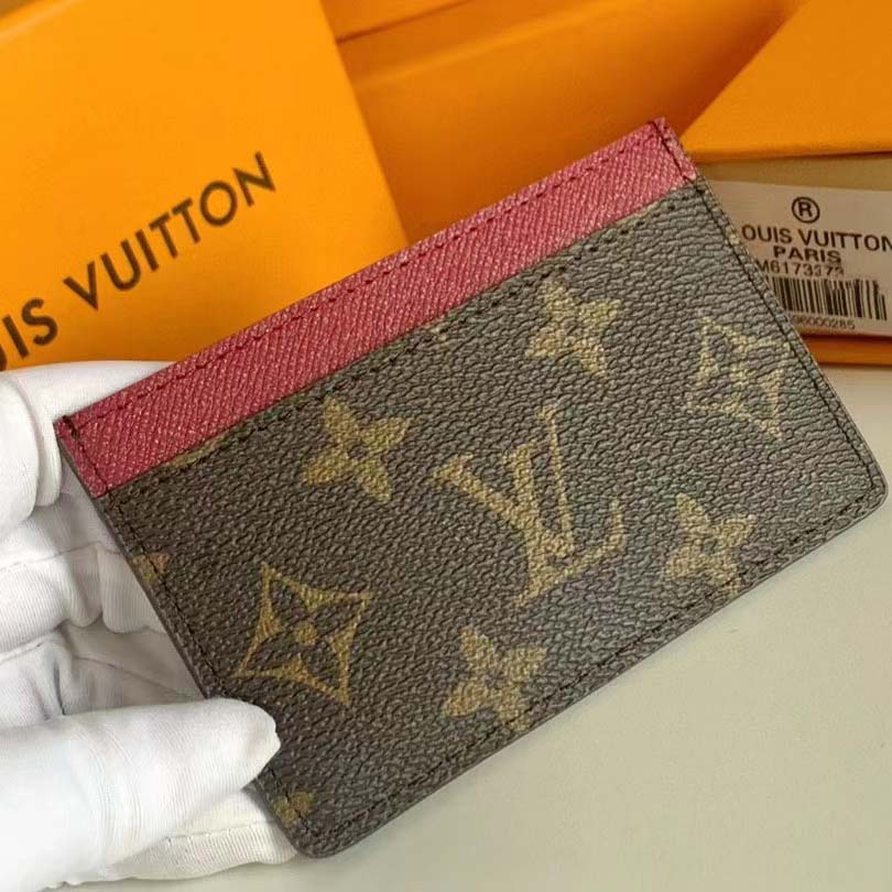 Louis Vuitton LV Unisex Card Holder Wallet Fuchsia Pink Monogram Coated Canvas