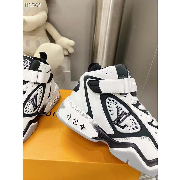 Louis Vuitton LV Unisex Trainer 2.0 Sneaker Boot White Calf Leather Rubber Outsole