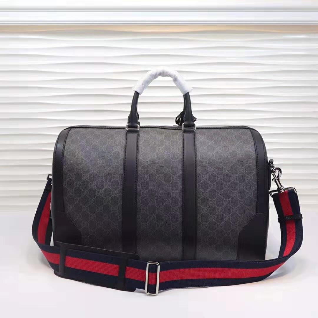 Gucci GG Men GG Black Carry-On Duffle in Black/Grey Soft GG Supreme