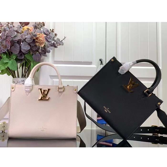 Louis Vuitton LV Women Lock Go Black Grained Calf Leather Microfiber Lining