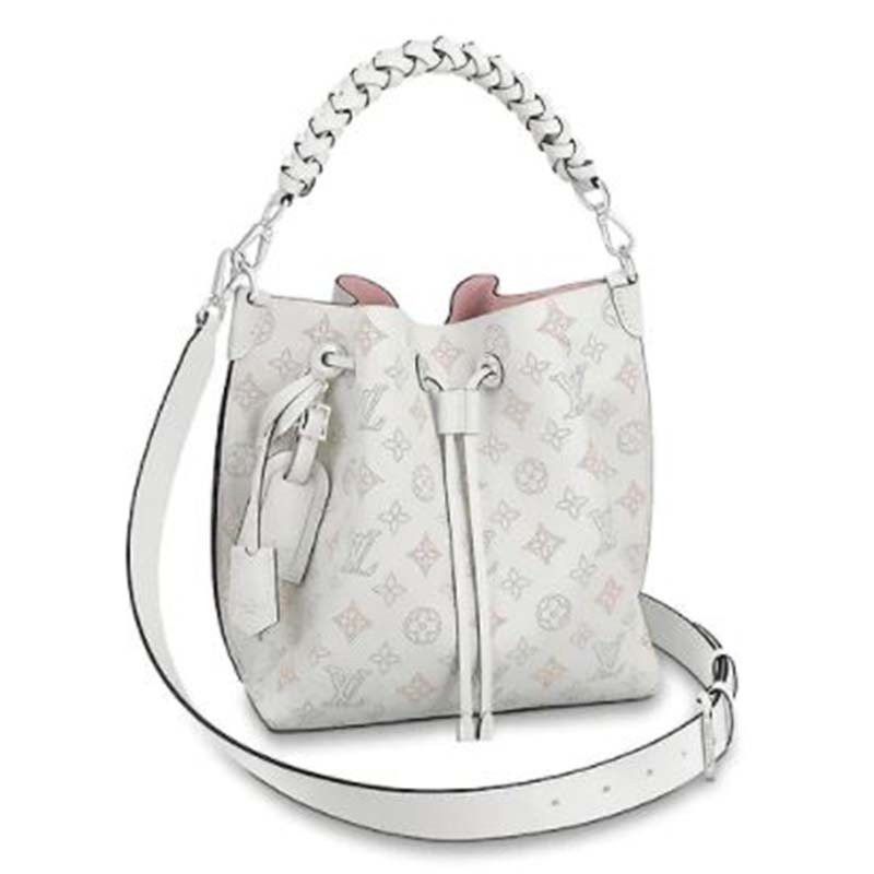 Louis Vuitton LV Unisex Muria Bucket Bag Snow White Mahina Perforated Calf Leather