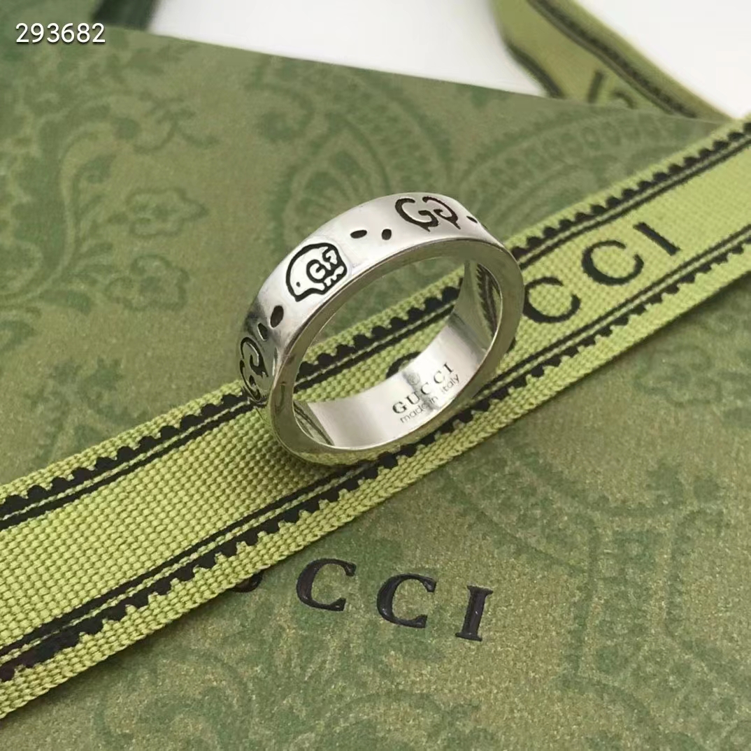 Gucci Unisex GucciGhost Ring Silver Two Cultures Past Present 925 Sterling Silver