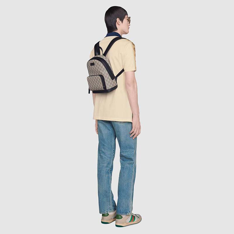 Gucci GG Unisex Eden Small Backpack Beige/Ebony GG Supreme Canvas