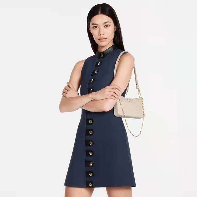 Louis Vuitton LV Women Easy Pouch On Strap White Monogram Supple Grained Cowhide