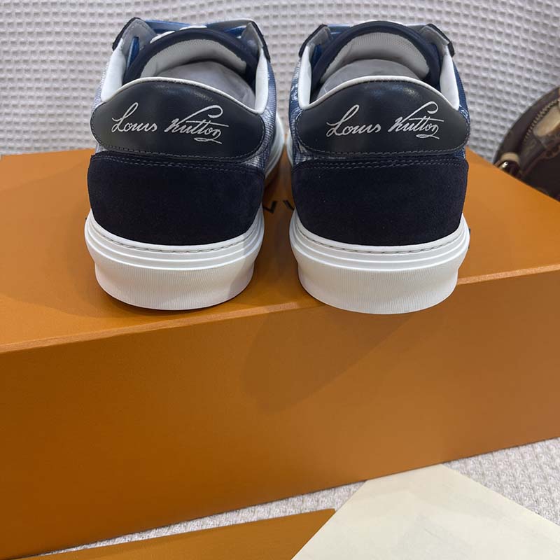 Louis Vuitton Unisex LV Ollie Sneaker Blue Canvas Rubber Outsole Monogram Flowers