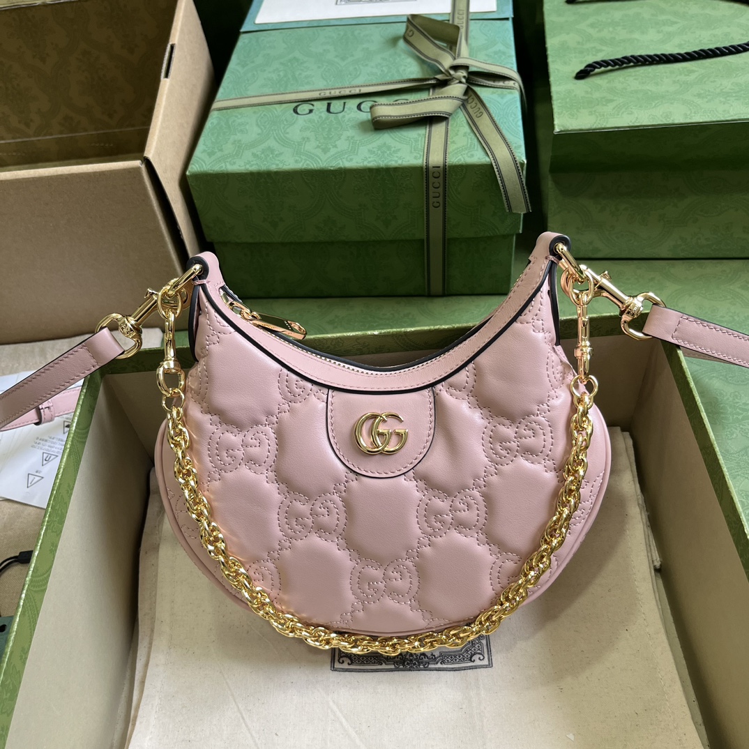 Gucci Women GG Matelassé Mini Bag Light Pink GG Matelassé Leather Double G