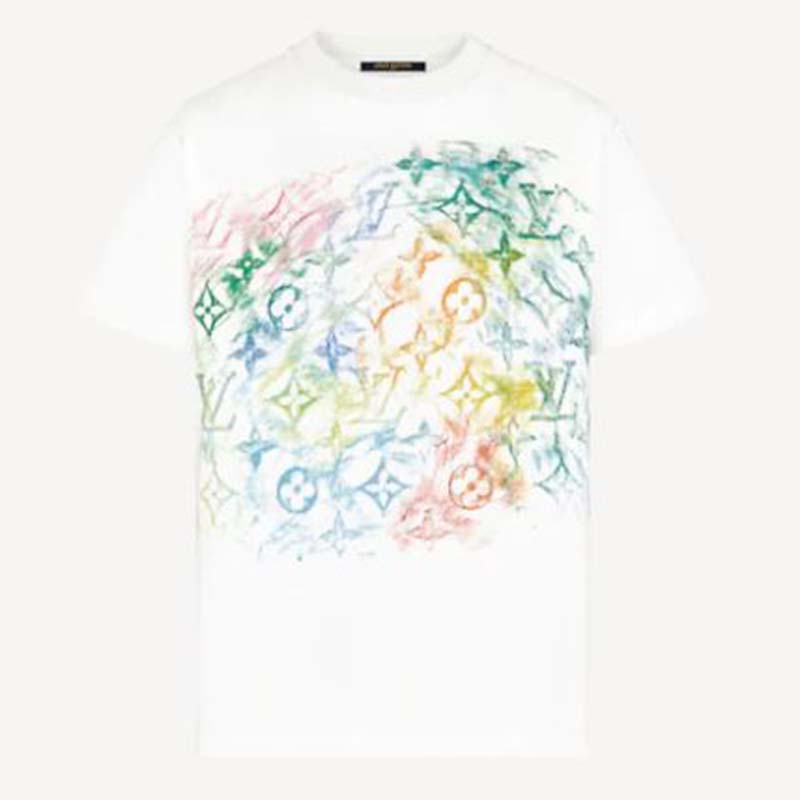 Louis Vuitton Women Front Printed Pastel Monogram T-Shirt Cotton White Regular Fit