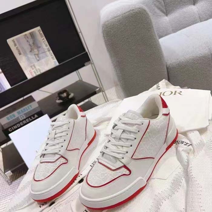 Dior Unisex CD Dior One Sneaker White Fuchsia Dior Oblique Perforated Calfskin