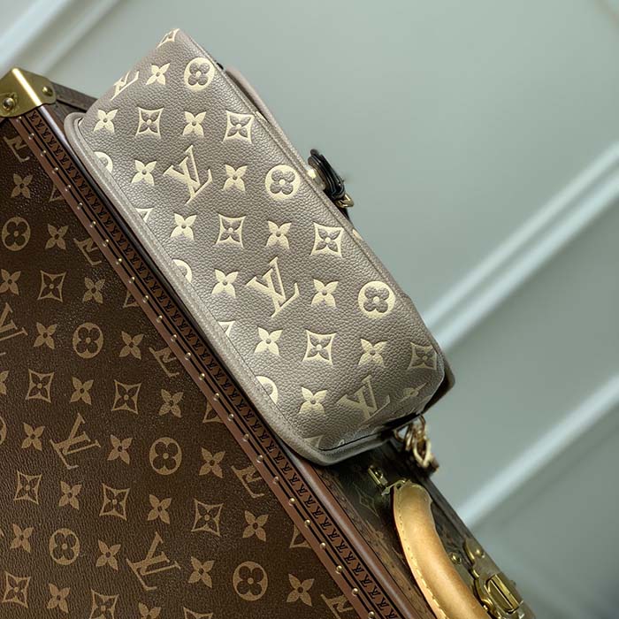 Louis Vuitton LV Women Diane Tourterelle Beige Cream Monogram Empreinte Embossed Cowhide Leather