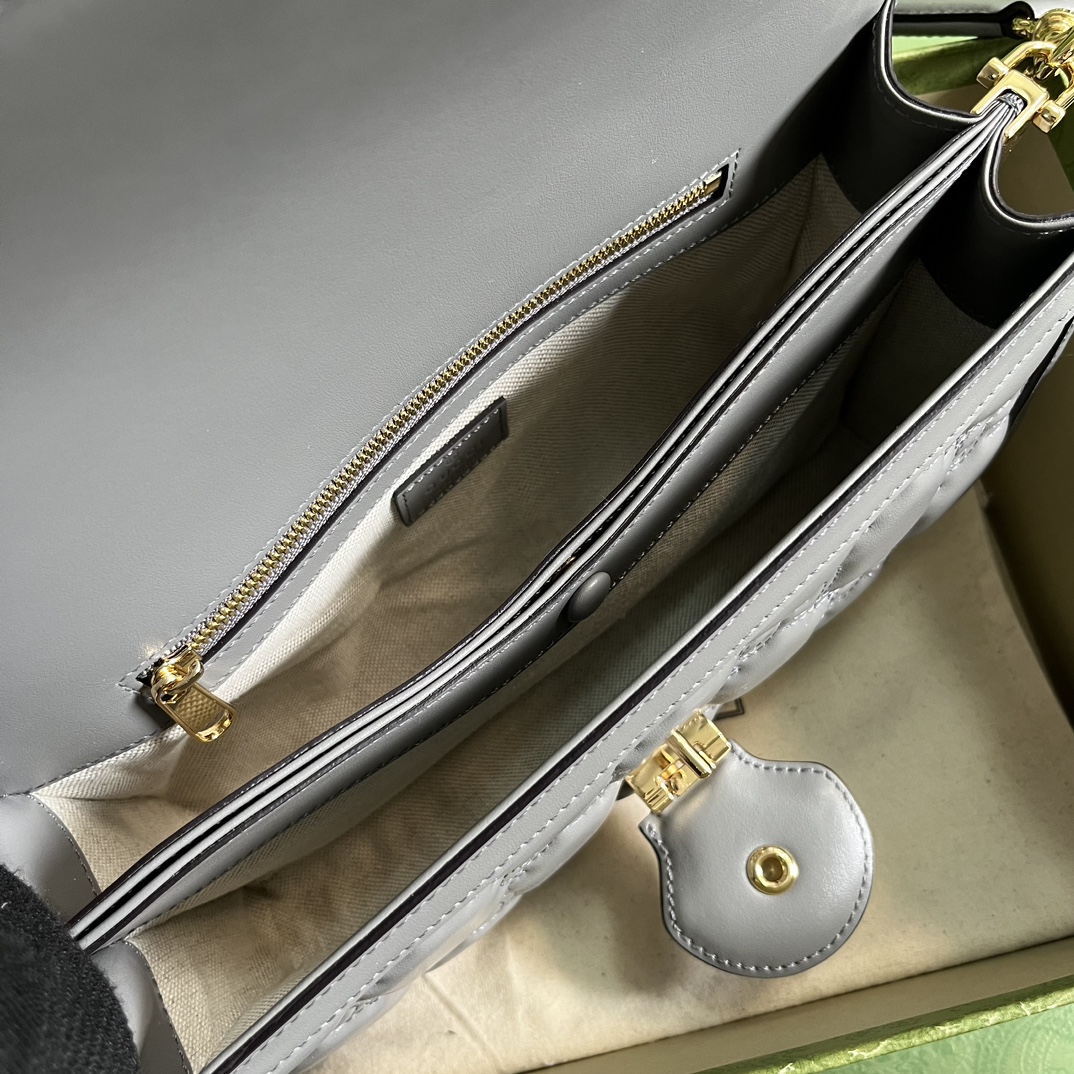 Gucci Women GG Matelassé Small Bag Light Grey Double G