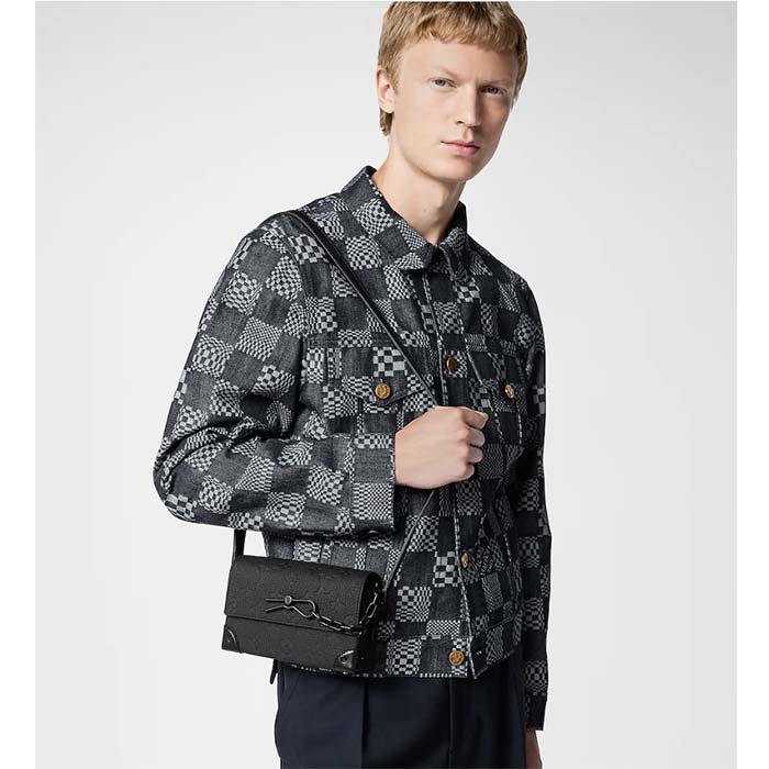 Louis Vuitton LV Unisex Steamer Wearable Wallet Black Embossed Cowhide Leather