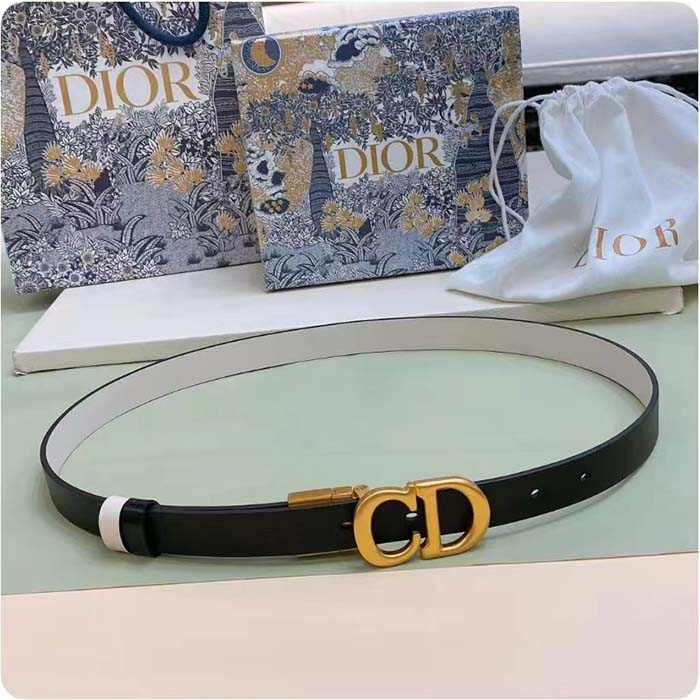 Dior Unisex CD Reversible Saddle Belt Golden Saddle Black Latte Smooth Calfskin