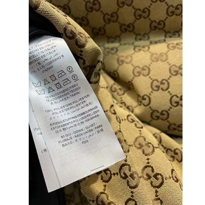 Gucci Women Canvas Padded Gilet GG Canvas Lined Concealed Hood High Neck Sleeveless