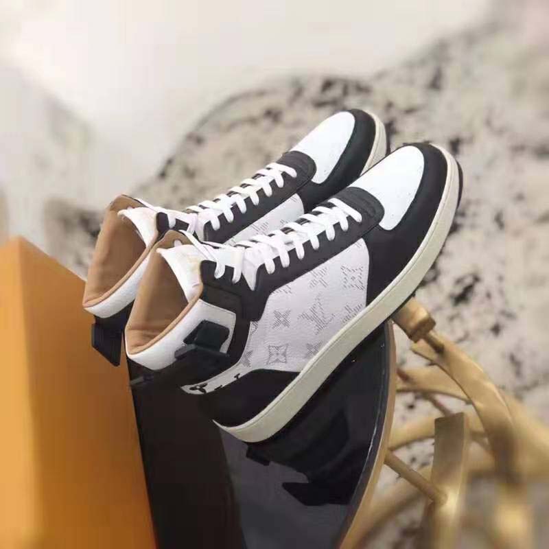 Louis Vuitton LV Unisex Rivoli Sneaker Boot in Monogram Grained Calf Leather-Black