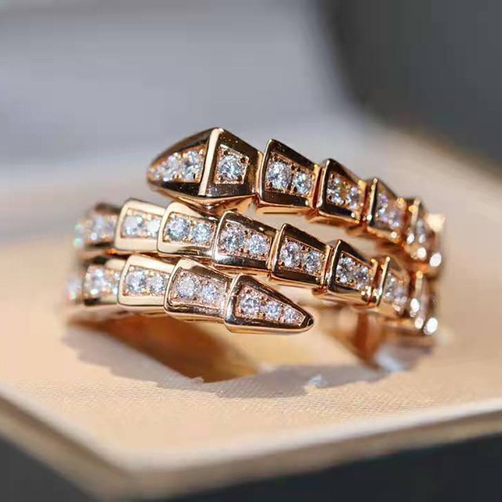 Bvlgari Women Serpenti Viper Two-coil 18 KT Rose Gold Ring